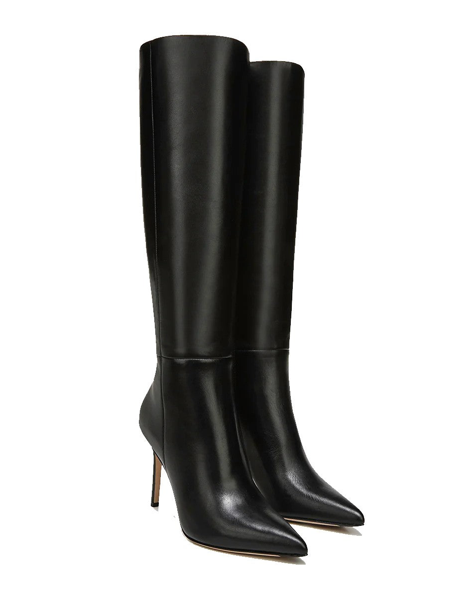 Black Leather Wide Calf