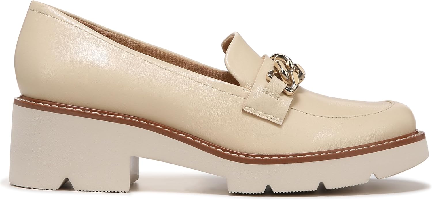 Naturalizer Womens Desi Chain Detail Platform Lug Sole Heeled Loafer