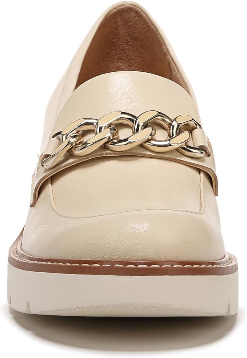Naturalizer Womens Desi Chain Detail Platform Lug Sole Heeled Loafer