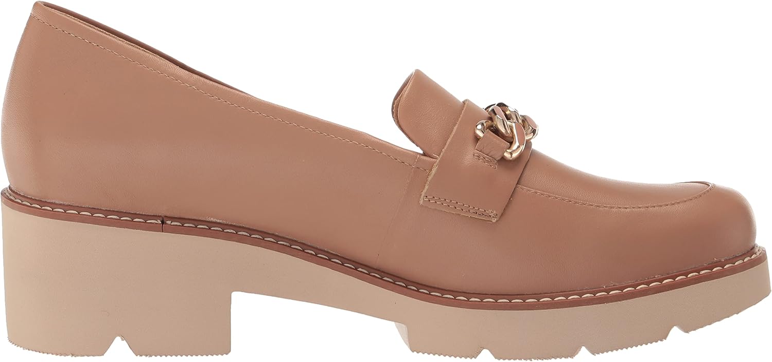 Naturalizer Womens Desi Chain Detail Platform Lug Sole Heeled Loafer