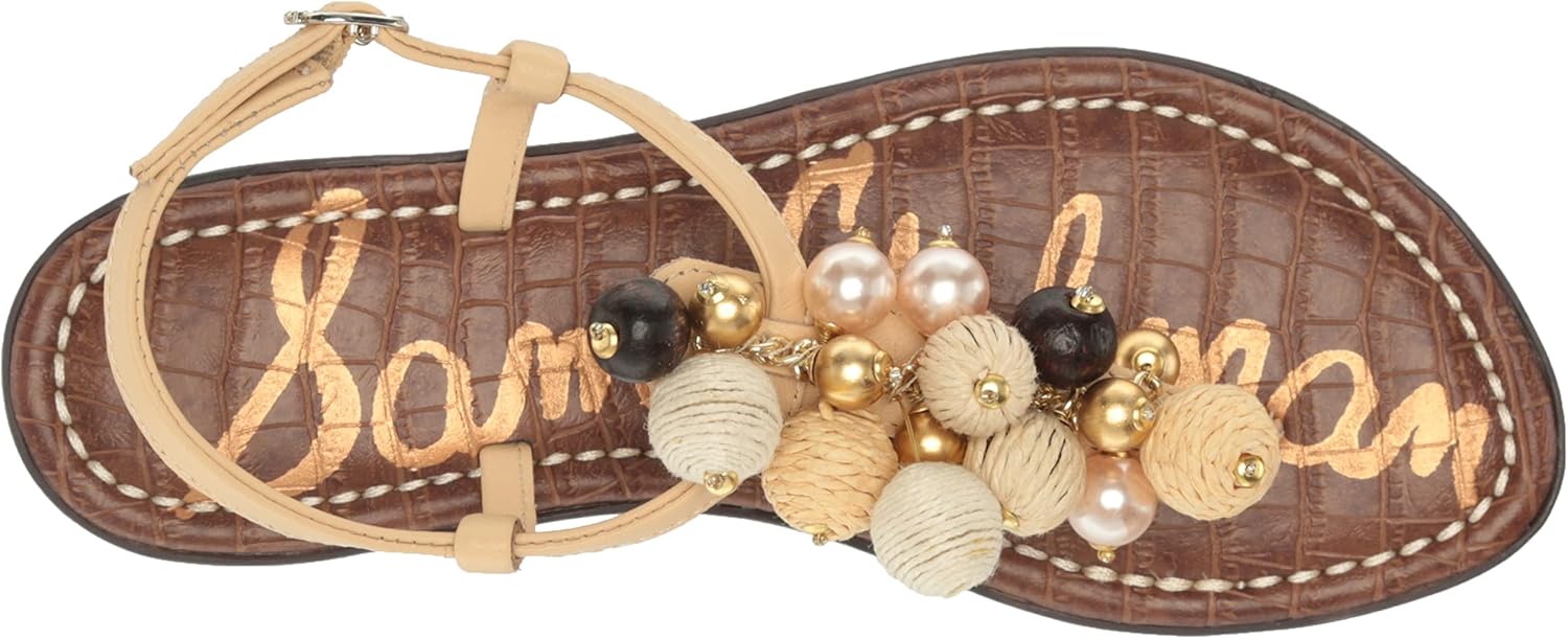 Sam Edelman Women's Gretta Beaded T-Strap Slingback Flat Sandals