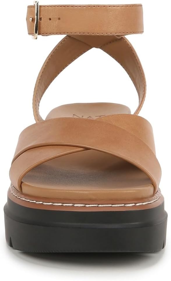 Naturalizer Womens Darry Leather Ankle Strap Platform Sandals