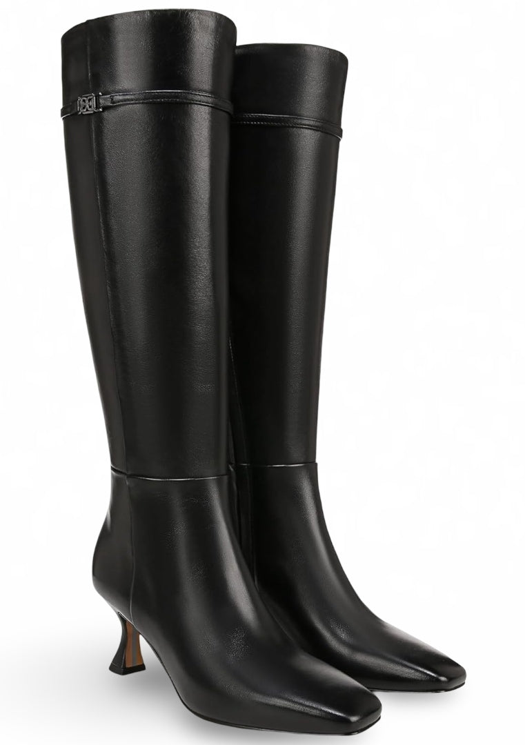 Black Leather Wide Calf