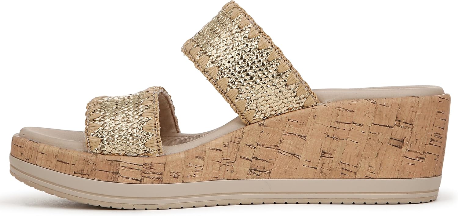 BZees Women's Resort Cork Wedge Strappy Sandal