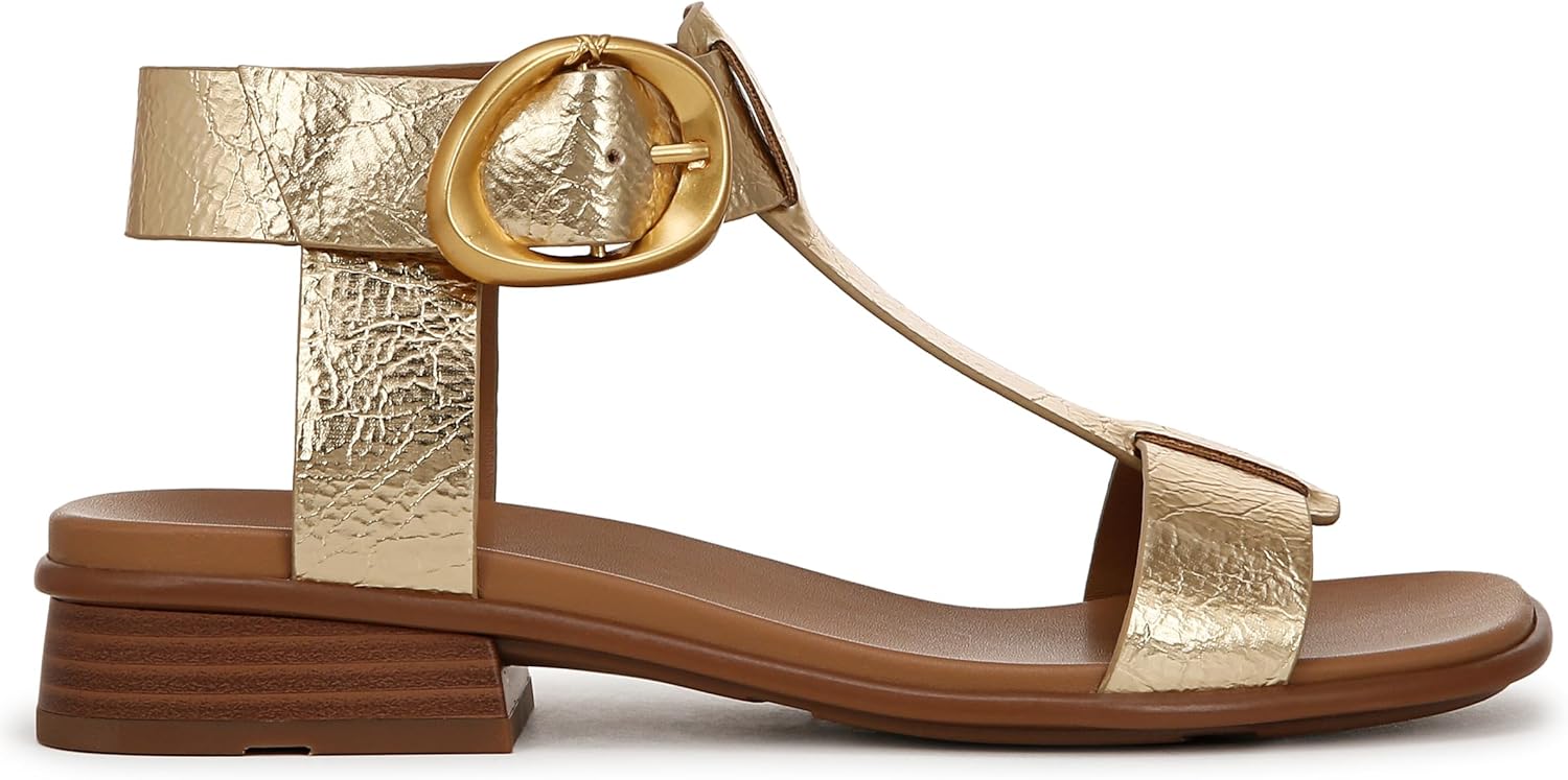 Naturalizer Women's Brandy T-Strap Buckles Low Block Heel Sandal