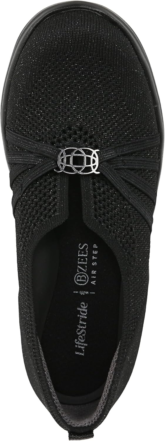 BZees Women's Niche Knit Slip On Ballet Flat