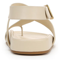 Franco Sarto Women' s Blair Toe Loop Buckle Flat Sandals