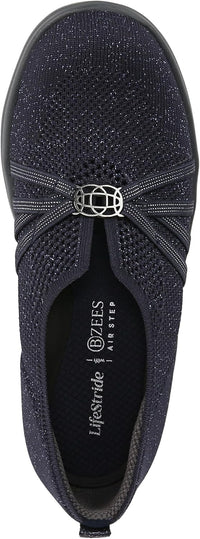 BZees Women's Niche Knit Slip On Ballet Flat