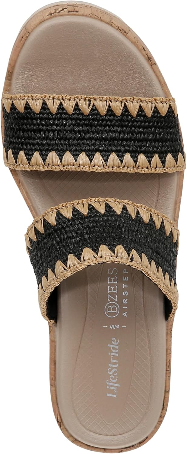 BZees Women's Resort Cork Wedge Strappy Sandal