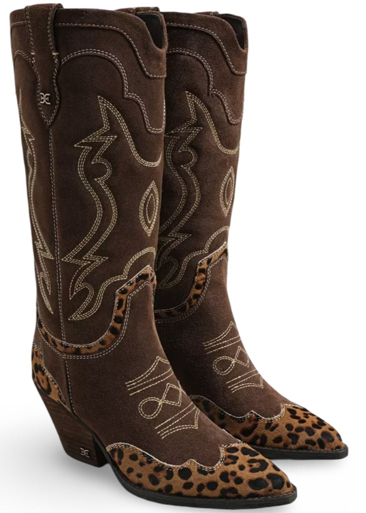 Chocolate/Tan Leopard Wide Calf