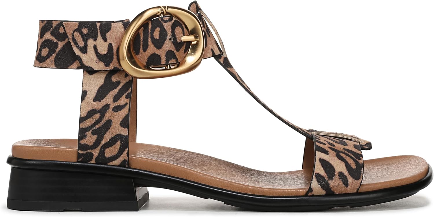 Naturalizer Women's Brandy T-Strap Buckles Low Block Heel Sandal