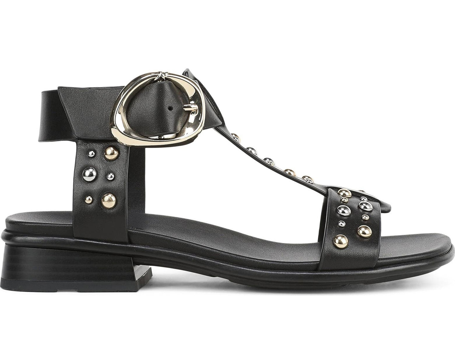 Naturalizer Women's Brandy Stud T-Strap Buckle Strappy Sandal
