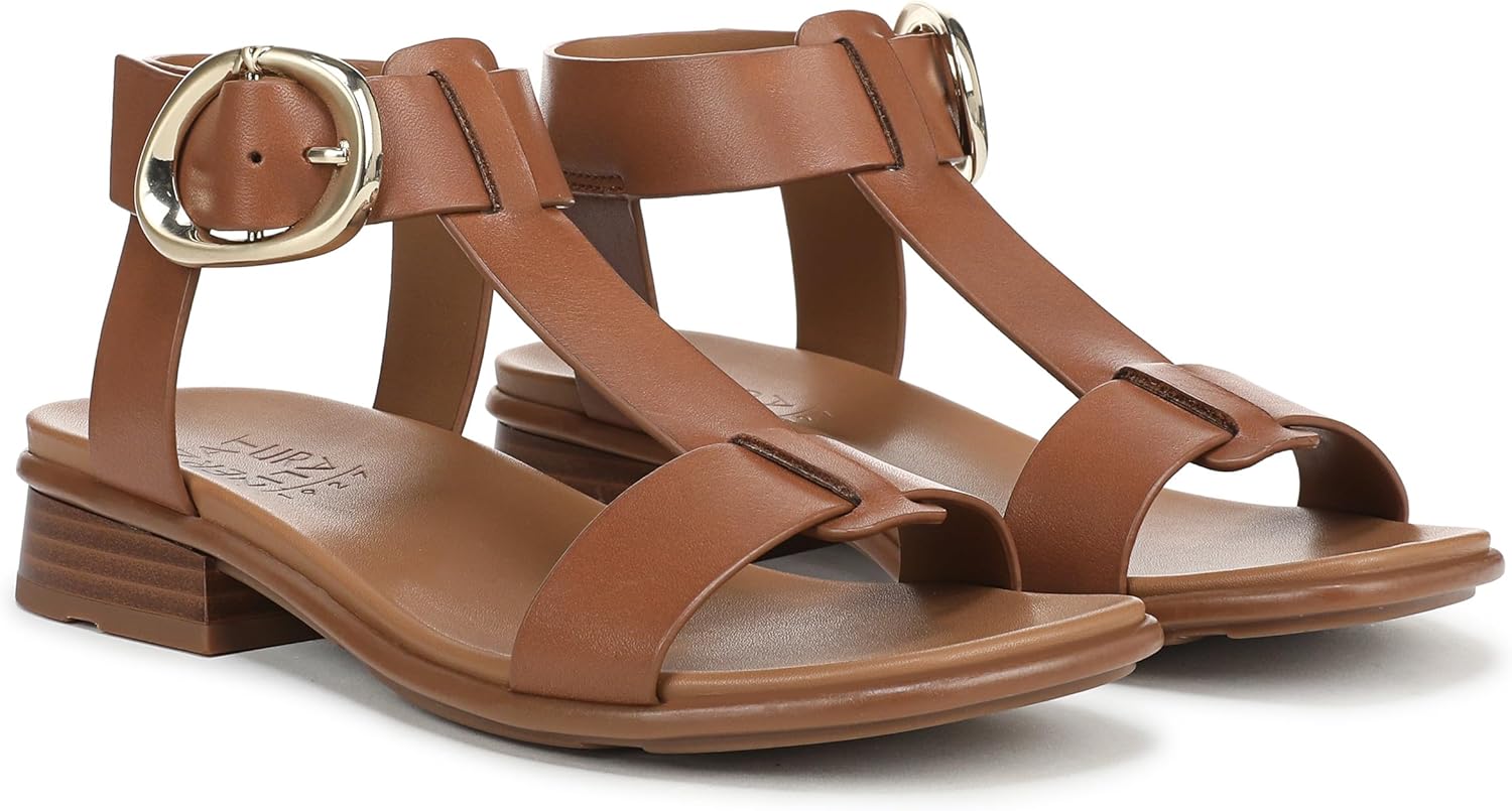 Naturalizer Women's Brandy T-Strap Buckles Low Block Heel Sandal