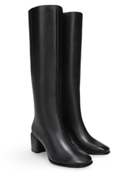Black Leather Wide Calf