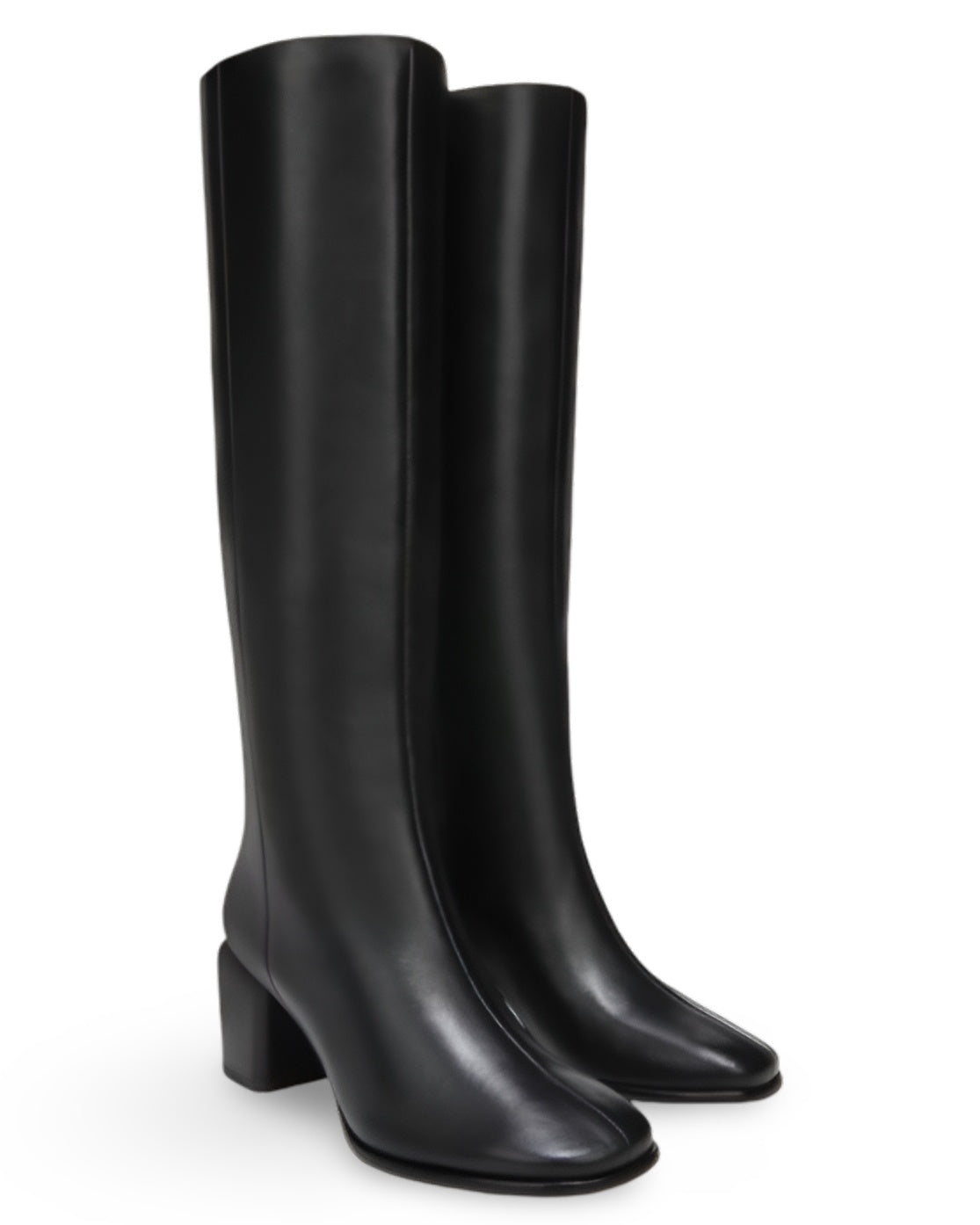 Black Leather Wide Calf