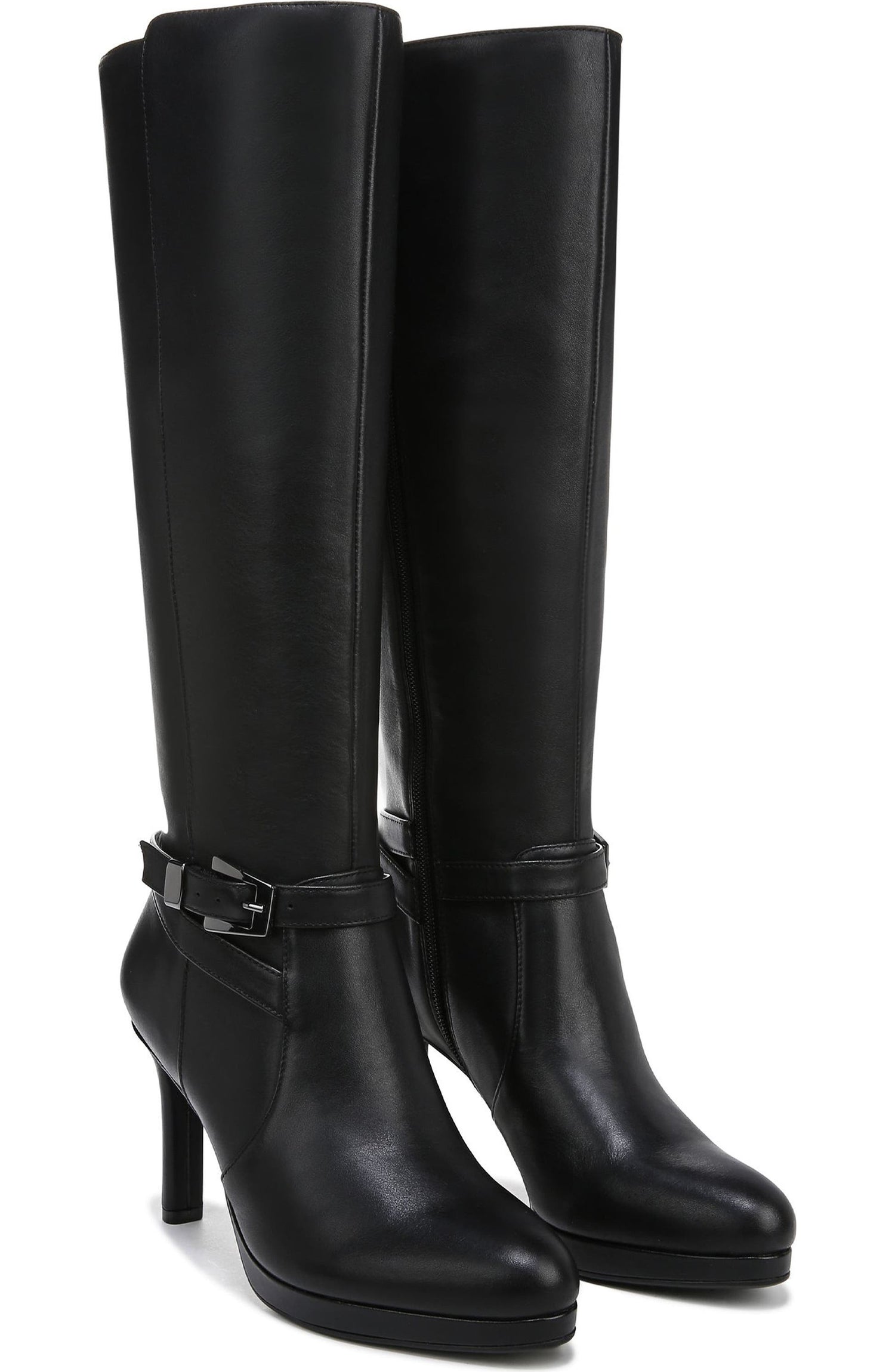 Black Leather Wide Calf