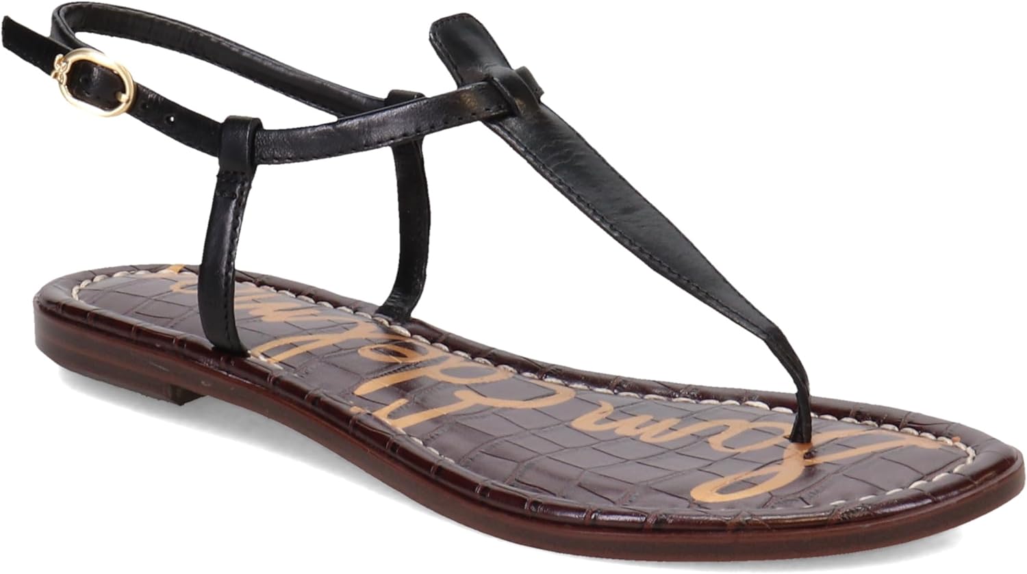 Black Leather/Tan Footbed