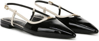Black Patent/White Leather
