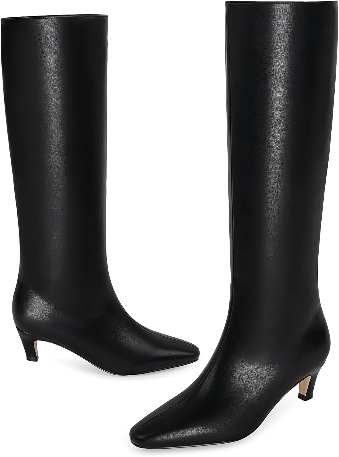 Modatope Women's Square Toe Stiletto Kitten Heel Long Boots NW/OB