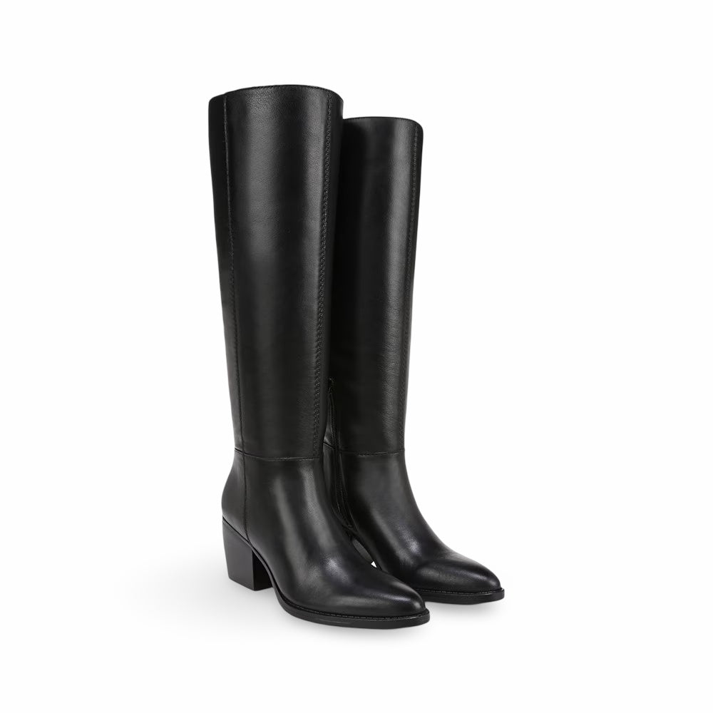 Black Leather Wide Calf