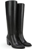 Black Leather Wide Calf