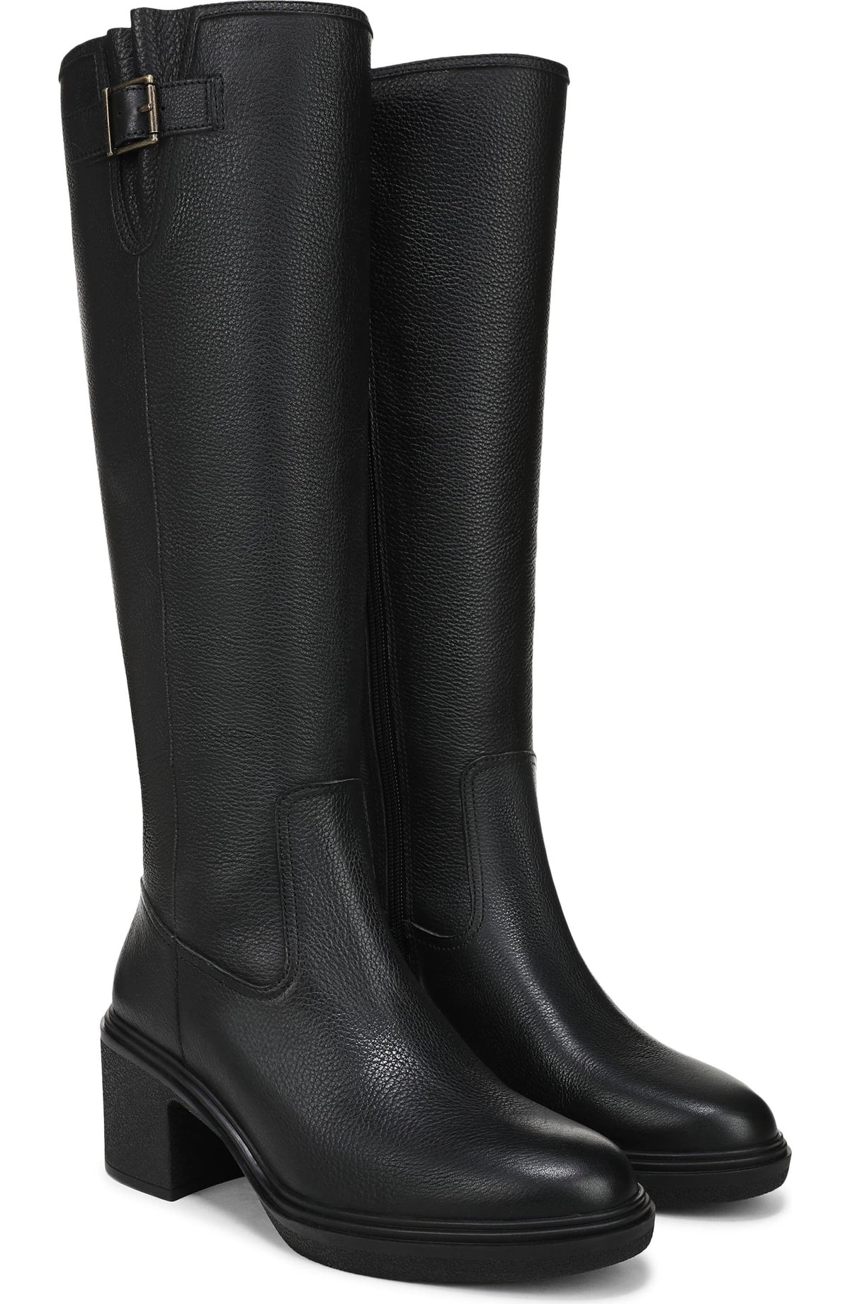 Black Leather Wide Calf