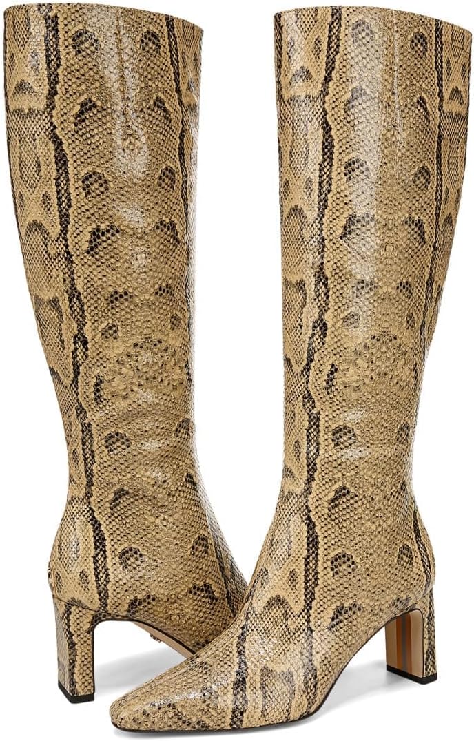 Tan Snake Print Wide Calf