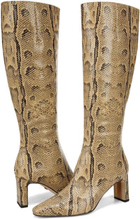 Tan Snake Print Wide Calf
