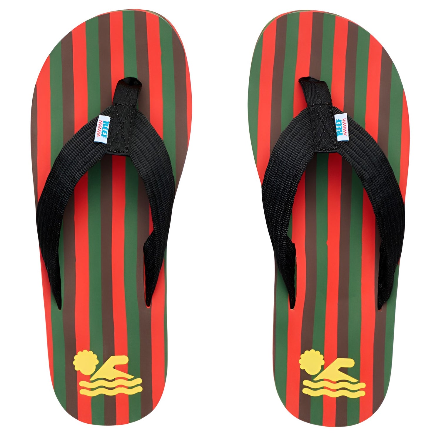 Reef X Ebony Beach Club Men's Original Stripes Flip Flop Sandals NW/OB