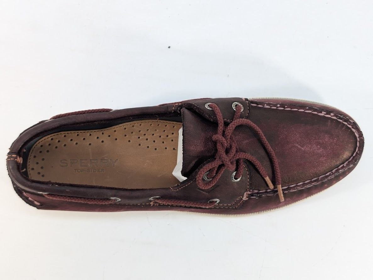Sperry Top-Sider Men's A/O 2-Eye White Wash Maroon Boat Shoe Floor Sample