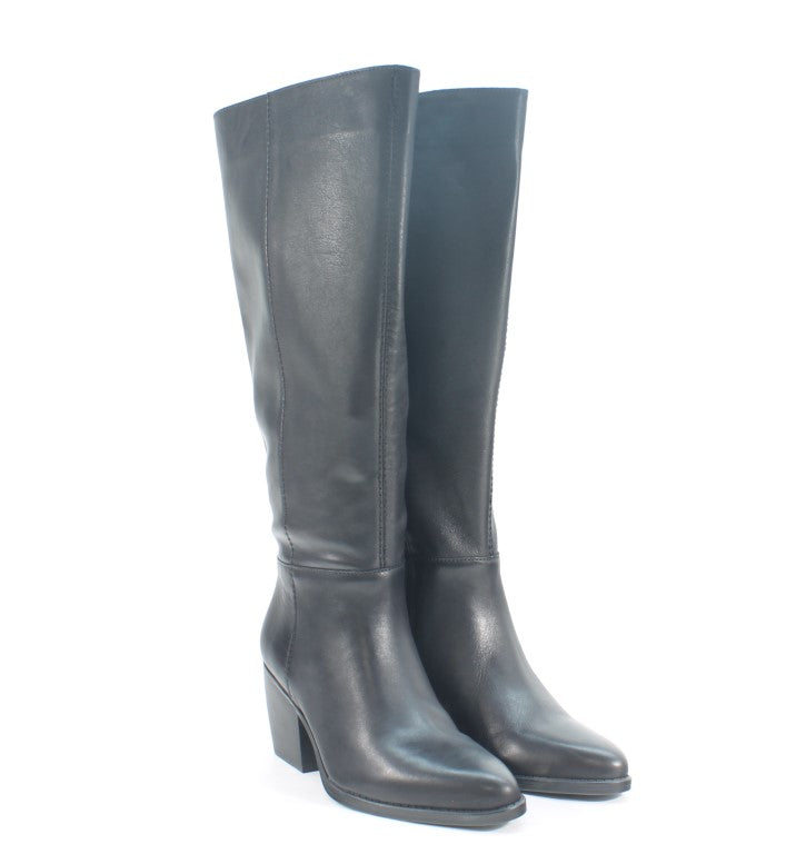 Black Leather Wide Calf