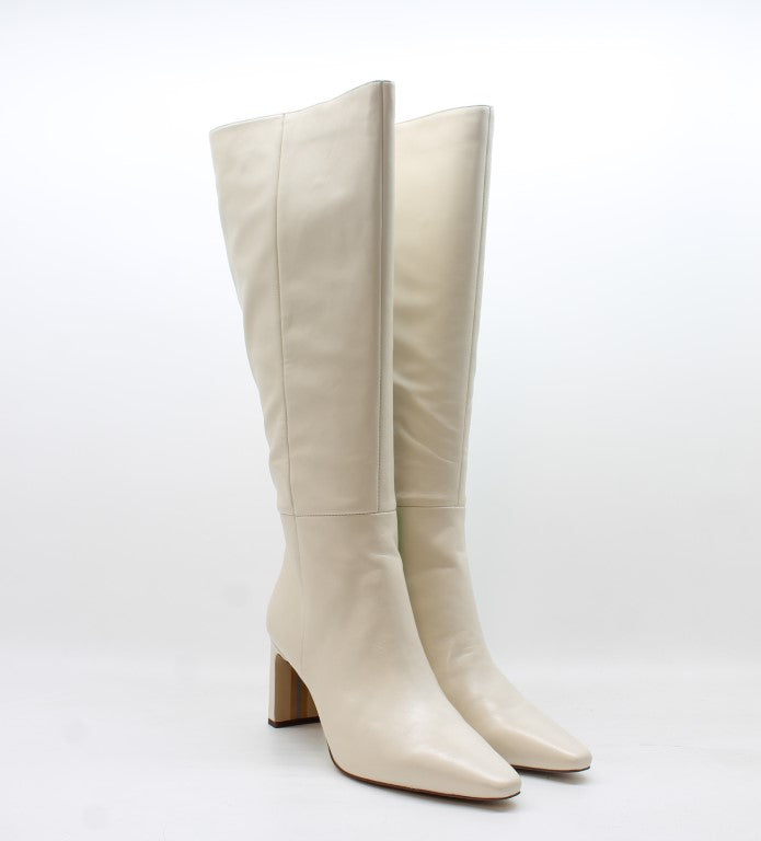 Ivory Leather Wide Calf