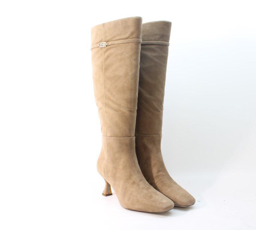 Taupe Suede Wide Calf