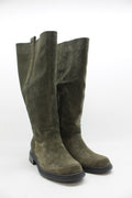 Green Suede Wide Calf