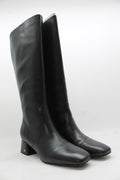 Black Leather Wide Calf