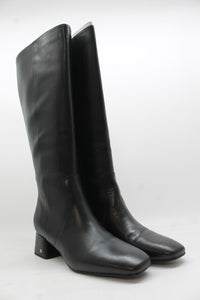 Black Leather Wide Calf